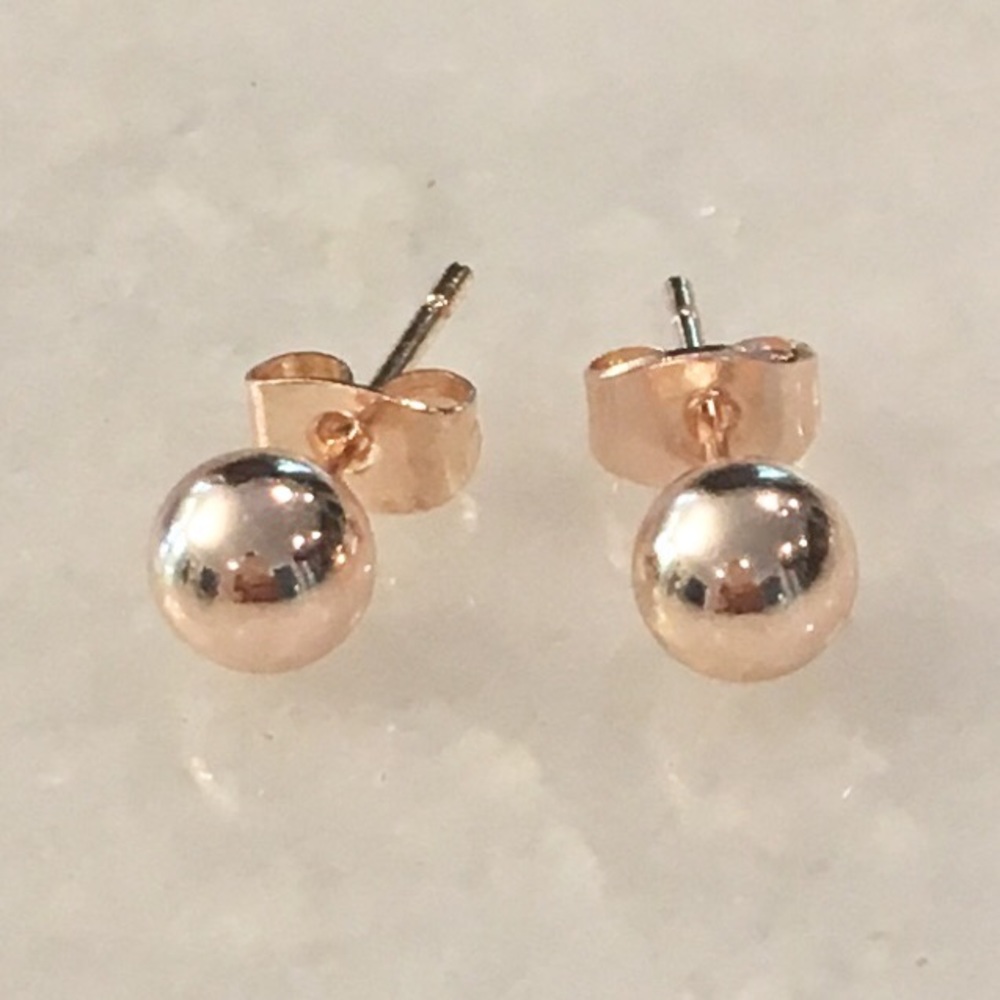 Rose Gold Ball Earrings 6mm NWT